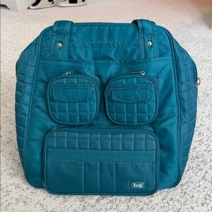 lug Quilted Teal Nylon Tote with Front Pockets